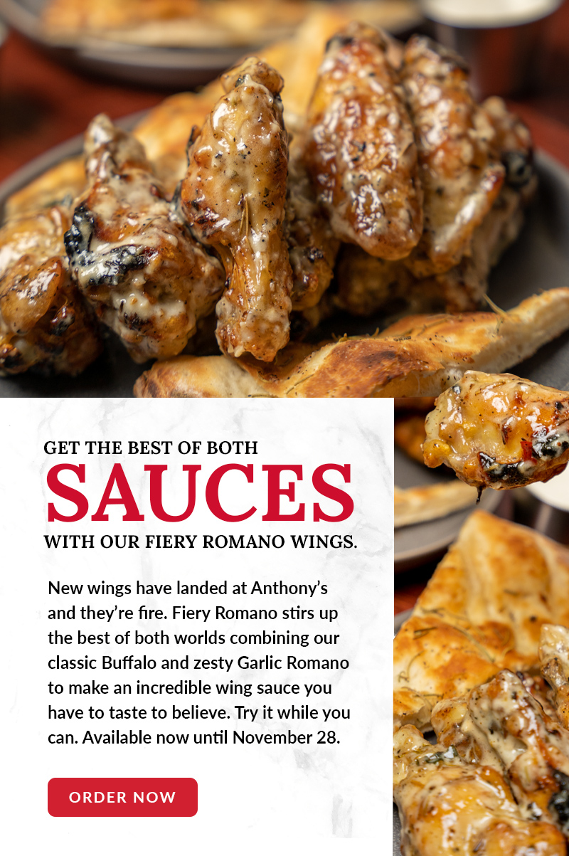 The wings flavor combo you never knew you needed. Anthony's Coal Fired Pizza