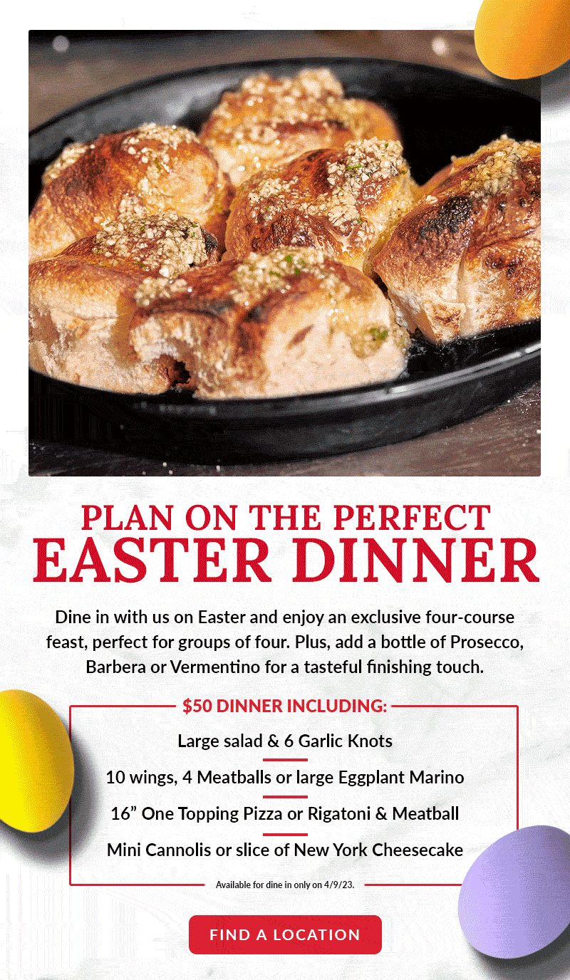 Hatch 🐣 your plans for Easter. Anthony's Coal Fired Pizza